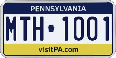 PA license plate MTH1001