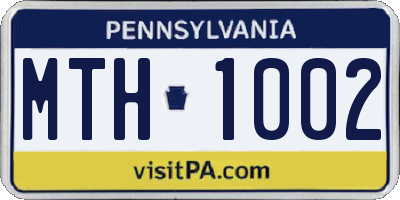 PA license plate MTH1002