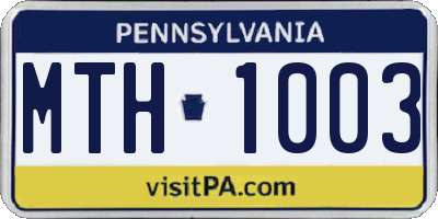 PA license plate MTH1003
