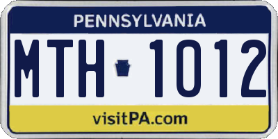 PA license plate MTH1012