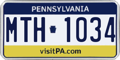 PA license plate MTH1034
