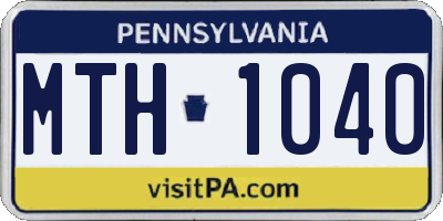 PA license plate MTH1040