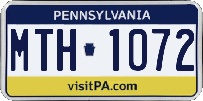 PA license plate MTH1072