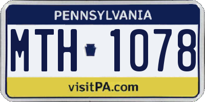 PA license plate MTH1078