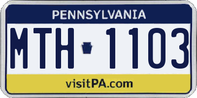 PA license plate MTH1103