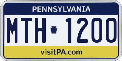 PA license plate MTH1200