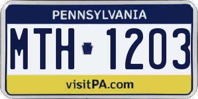 PA license plate MTH1203