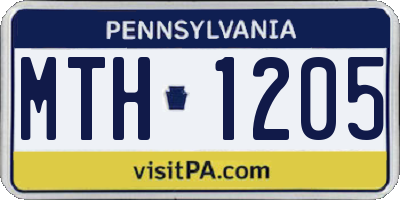 PA license plate MTH1205