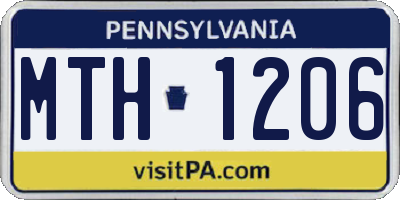 PA license plate MTH1206