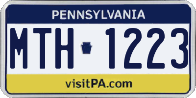 PA license plate MTH1223