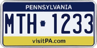 PA license plate MTH1233