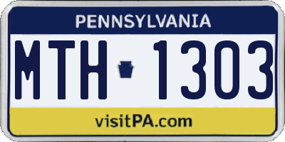 PA license plate MTH1303