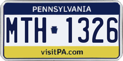 PA license plate MTH1326