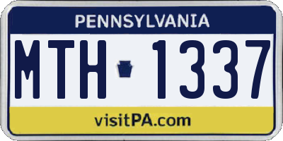 PA license plate MTH1337