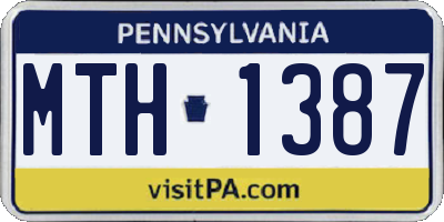 PA license plate MTH1387