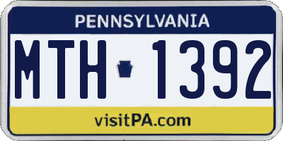 PA license plate MTH1392
