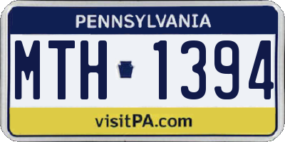 PA license plate MTH1394