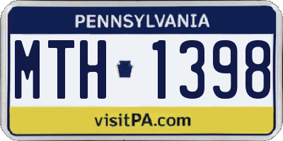 PA license plate MTH1398
