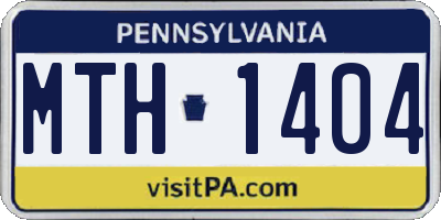 PA license plate MTH1404