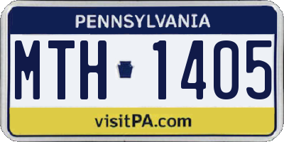 PA license plate MTH1405