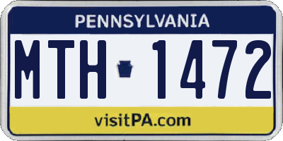 PA license plate MTH1472