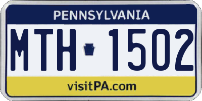 PA license plate MTH1502