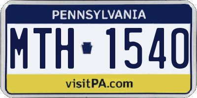 PA license plate MTH1540