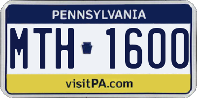 PA license plate MTH1600