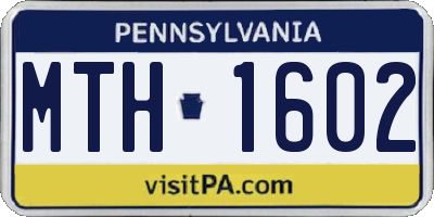 PA license plate MTH1602