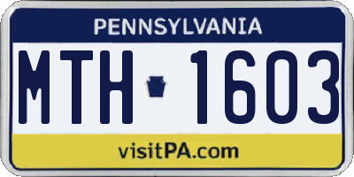 PA license plate MTH1603