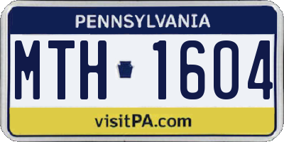 PA license plate MTH1604
