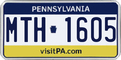 PA license plate MTH1605