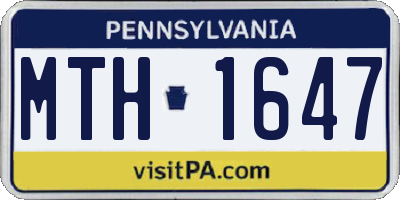 PA license plate MTH1647