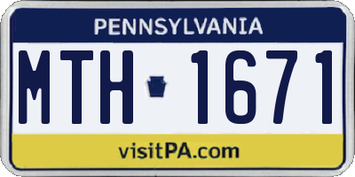 PA license plate MTH1671
