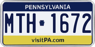 PA license plate MTH1672