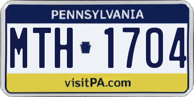 PA license plate MTH1704