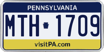 PA license plate MTH1709