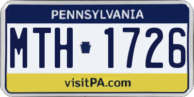 PA license plate MTH1726