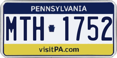 PA license plate MTH1752