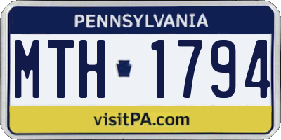 PA license plate MTH1794