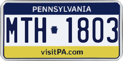 PA license plate MTH1803