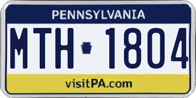 PA license plate MTH1804