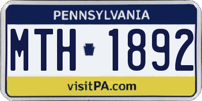 PA license plate MTH1892