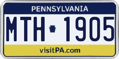 PA license plate MTH1905