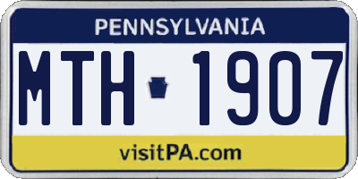 PA license plate MTH1907