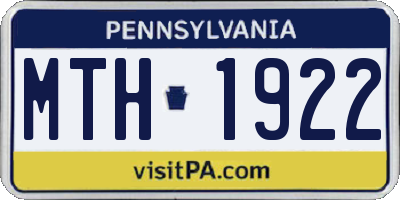 PA license plate MTH1922