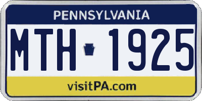 PA license plate MTH1925