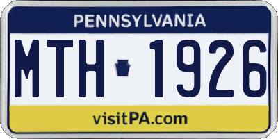PA license plate MTH1926