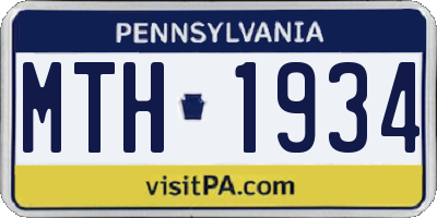 PA license plate MTH1934