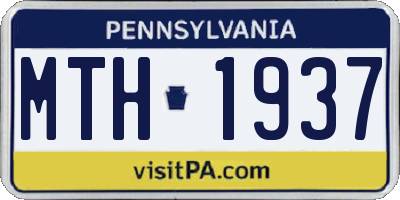 PA license plate MTH1937